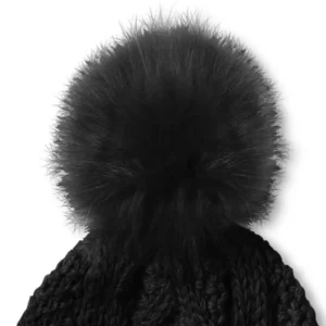 Katie Loxton - Cable Knit Bobbl Hat - Black Close up 2