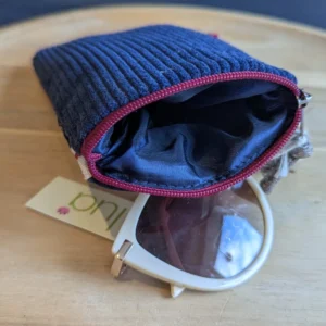 Lua - Union Jack Corduroy Velvet Glasses Case Purse - Red, White & Blue - Close Up