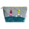 Lua - Wild Swimmers Velvet Cosmetic Purse - Grey and Teal PU710GT