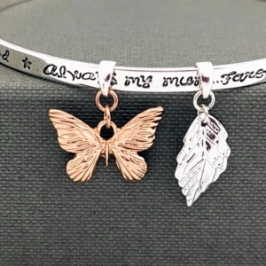 Meaningful Words Bangle Silver Plated - Always My Mum - Thin - Close up