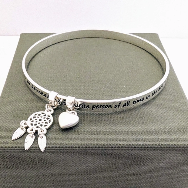 Meaningful Words Bangle Silver Plated - Friend