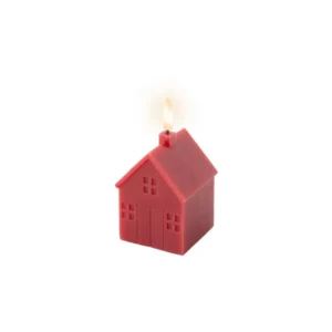 Natural Wax Candle House LED - Red