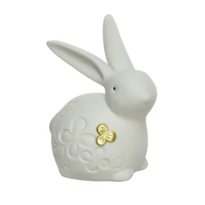Sitting Rabbits With Gold Accents - Flower