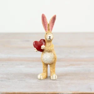 Standing Rabbit Holding - Red Heart