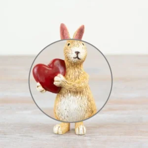 Standing Rabbit Holding - Red Heart Close Up