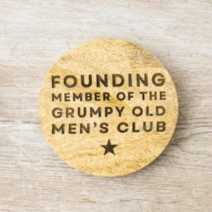 PL Wooden Round Grumpy Old Men Coaster - PL0610096