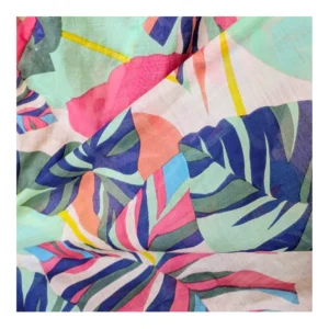 POM - Kimonos - Bright Turquoise Mix Tropical Print - Long Length - 10075 Close Up