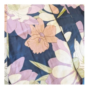 Deep Blue & Pink Mix Floral Print Longer Length Kimono - By Peace of Mind 10074 Close Up