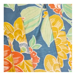 POM - Kimonos - Ochre Blue & Green Mix Floral Print - !0079 - Close Up