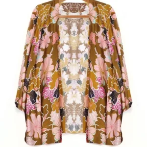 POM - Kimonos - Ochre & Pink Indian Floral Print