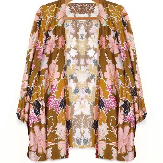 POM - Kimonos - Ochre & Pink Indian Floral Print