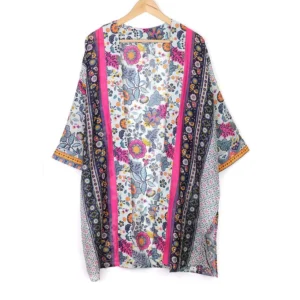 POM - Kimonos - Pink/Blue Mix Wildflower Print - Long Length - 10078