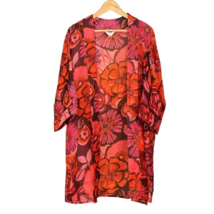 POM - Kimonos - Pink and Red Floral Print - Long Length - 10050