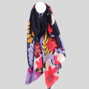 POM Scarves - Navy Blue Tropical Print - 52632