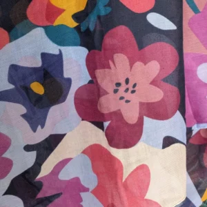 POM Scarves - Navy Blue Tropical Print - 52632 Close Up 1