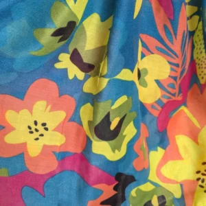 POM Scarves - Teal Green Tropical Print - 52633 Close Up 2