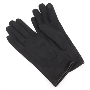 POM Faux Suede Stitch Detail Gloves - Black - 90321