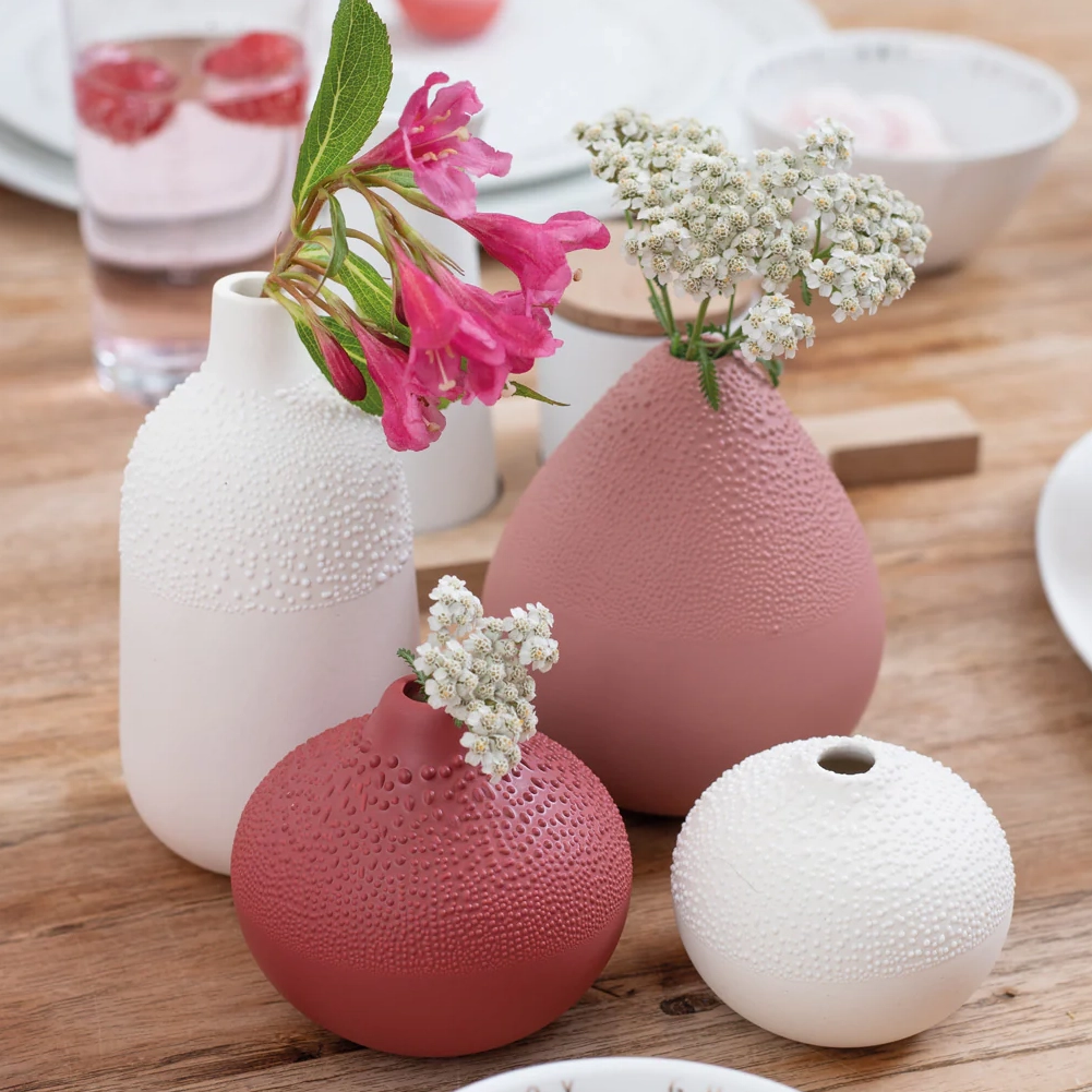 Rader Porcelain Beaded Bud Vases - Powder Pinks Lifestyle