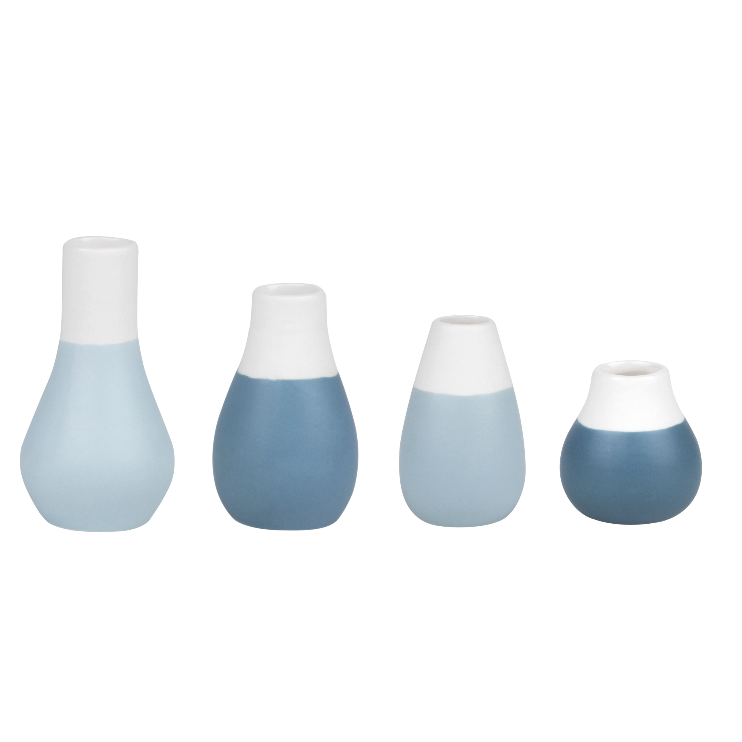 Porcelain Bud Vases Set of Four Pastel Blues