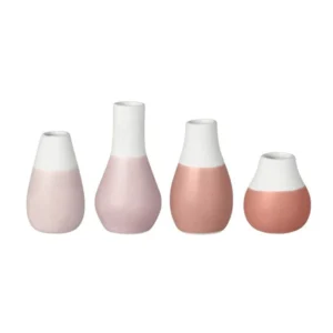 Porcelain Bud Vases Set of Four Pastel Pinks