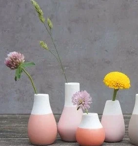 Porcelain Bud Vases Set of Four Pastel Pinks - Decor