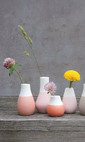Porcelain Bud Vases Set of Four Pastel Pinks - Decor