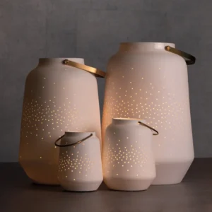 Porcelain Tea Light - Lantern Collection Lit Up
