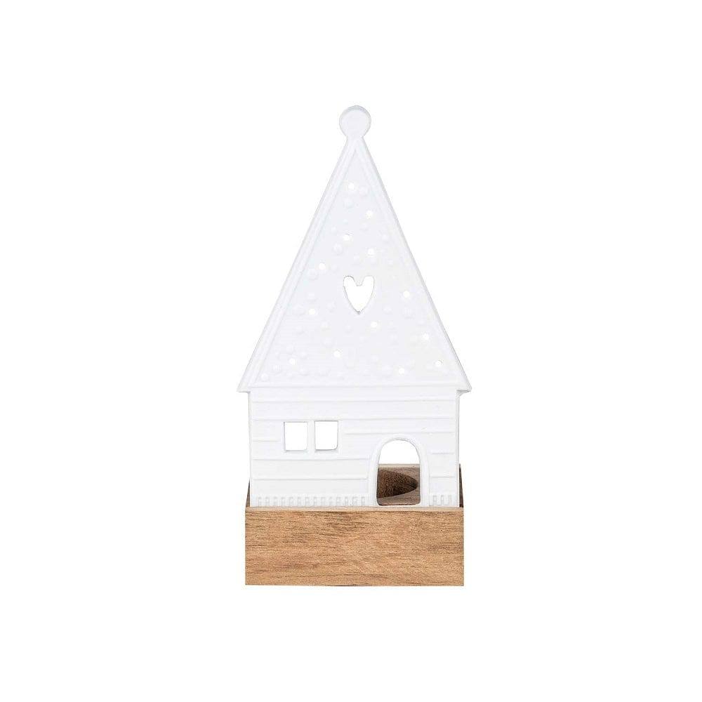 Porcelain Light Object - Gingerbread House Heart in Roof