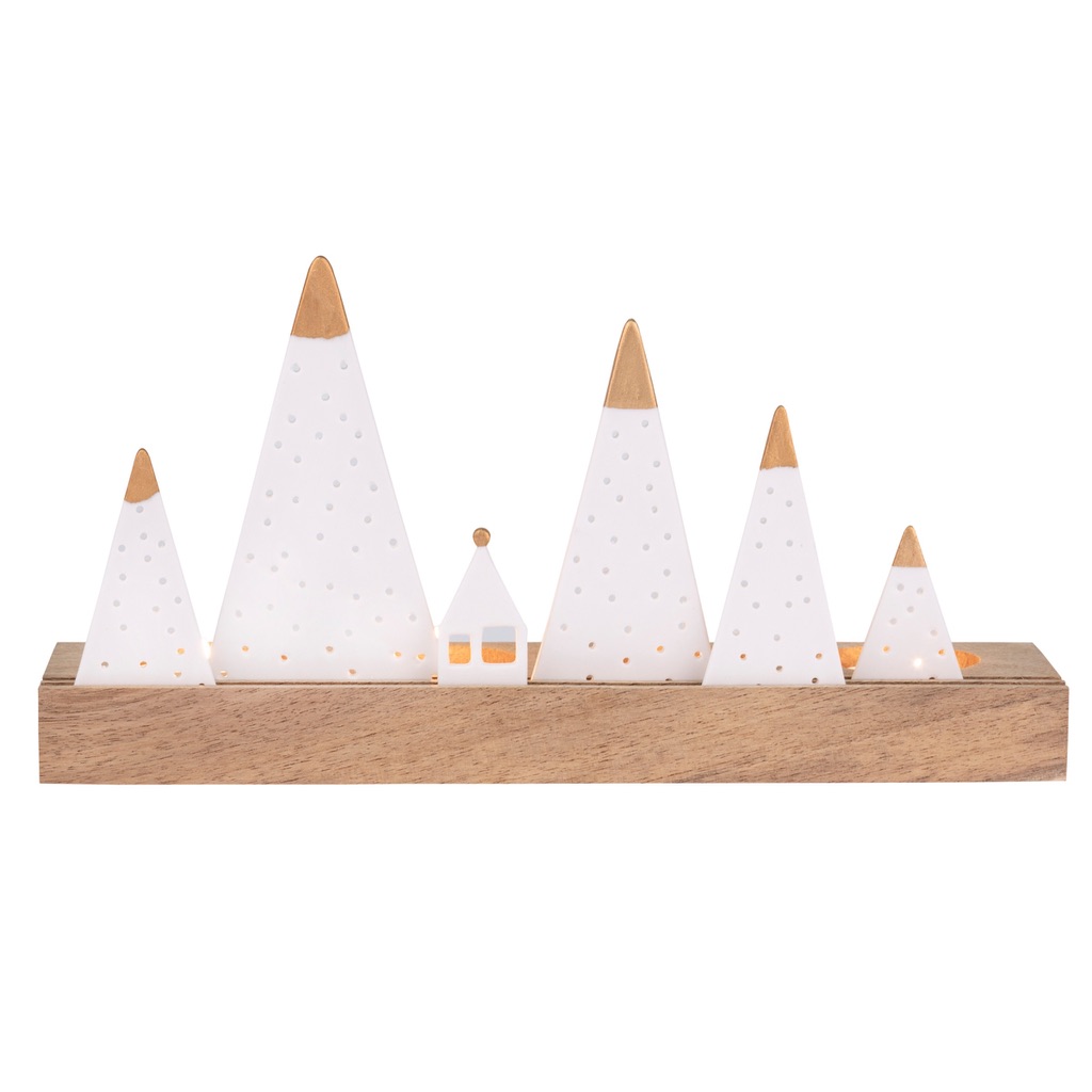Porcelain Light Object - House with Hills Lit Up