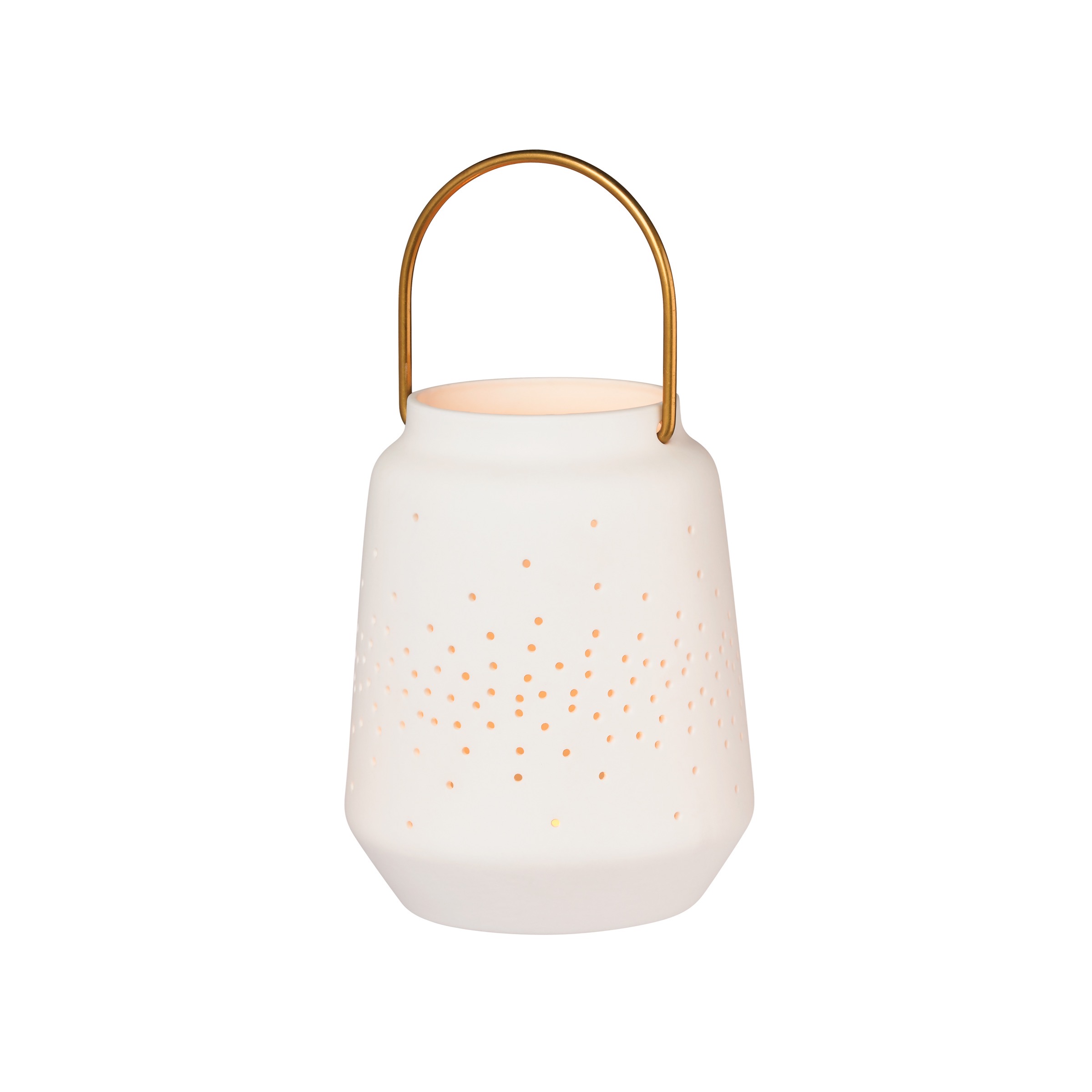 Porcelain Tea Light - Lantern Small Lit Up