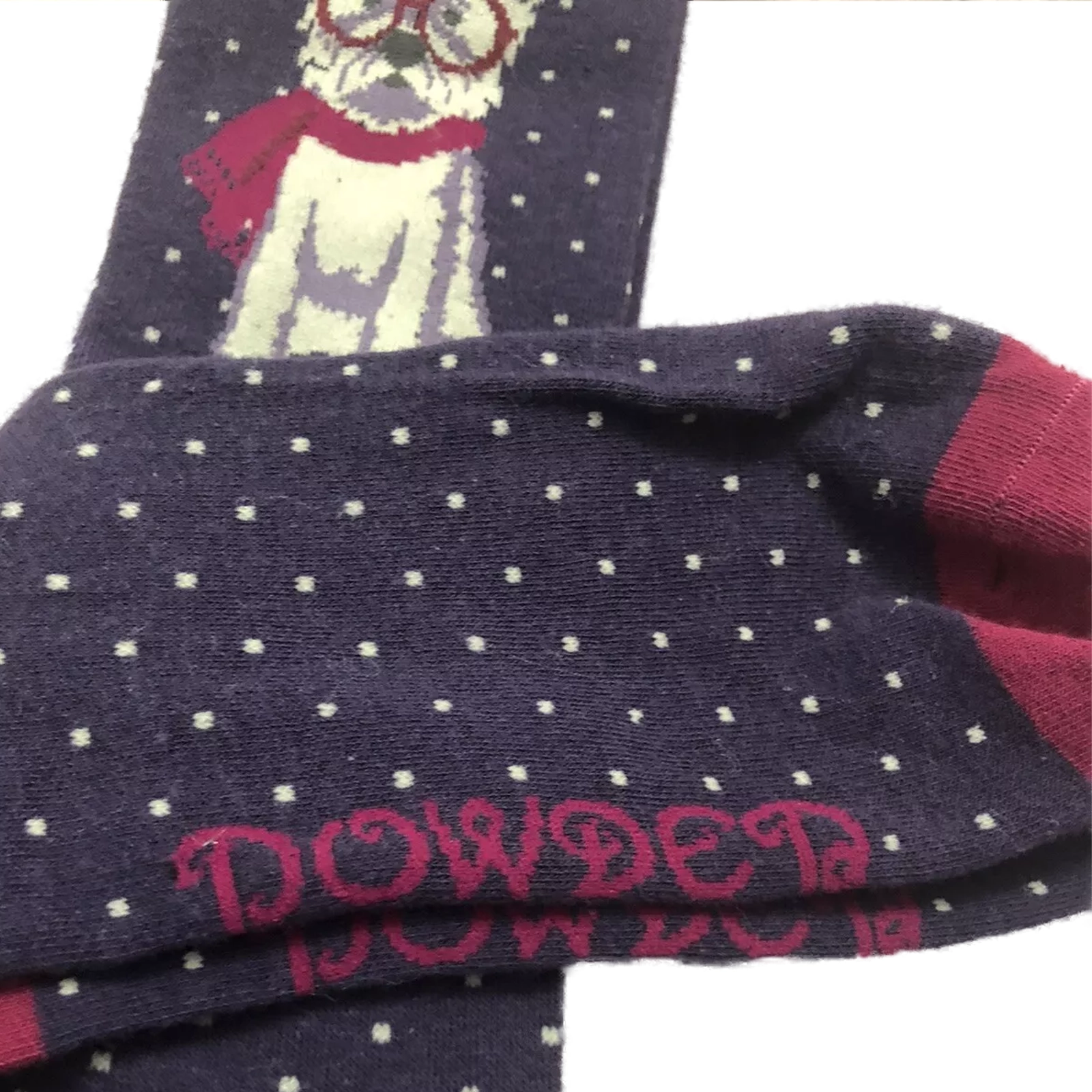Powder Design - Knee High Socks - Winter Westie Purple - SOC328 Close Up