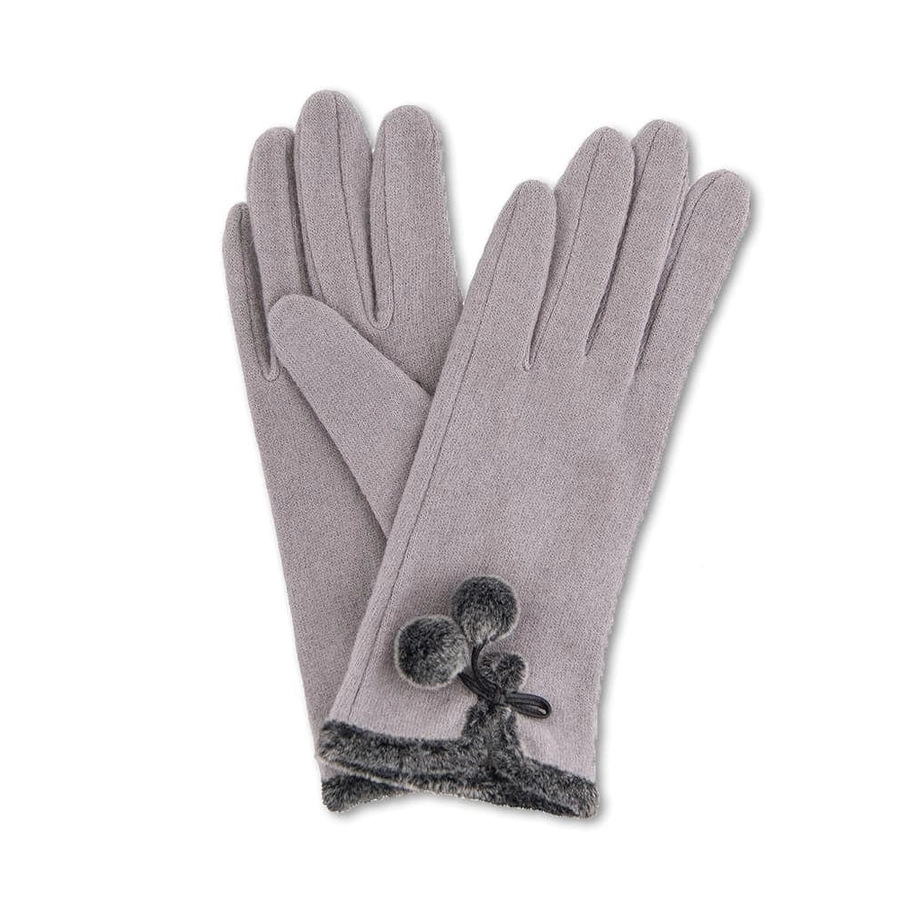 Powder Betty -Wool Fur Edge Gloves - Slate Grey - BET21