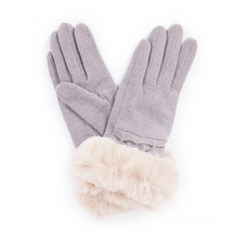 Powder - Tamara Wool Fur Cuff Gloves - Moss Grey - TAM6