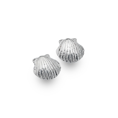 Solid Silver Baby Scallop Shell Stud Earrings