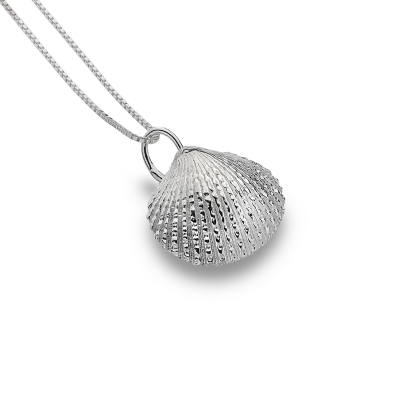 Solid Silver Cockle Shell Pendant Necklace