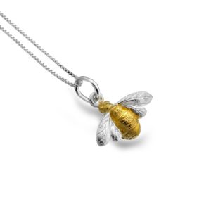 Sterling Silver Golden Bumblebee Pendant Necklace