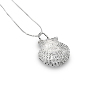 Solid Silver Scallop Shell Pendant Necklace