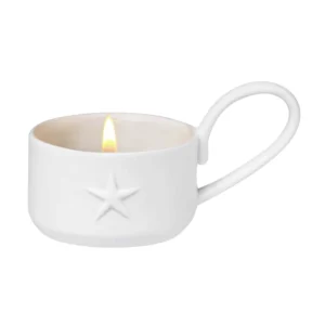 Rader Design - Porcelain Star Handled Tealight Holder - R89572 Lit Up