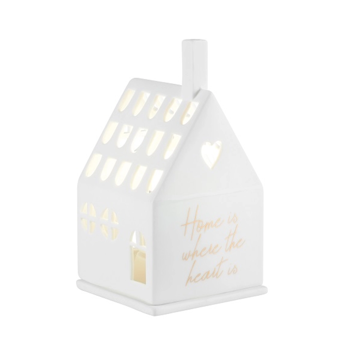 Rader Design - Porcelain Tealight House - Home is where the heart is - 17483 Lit Up