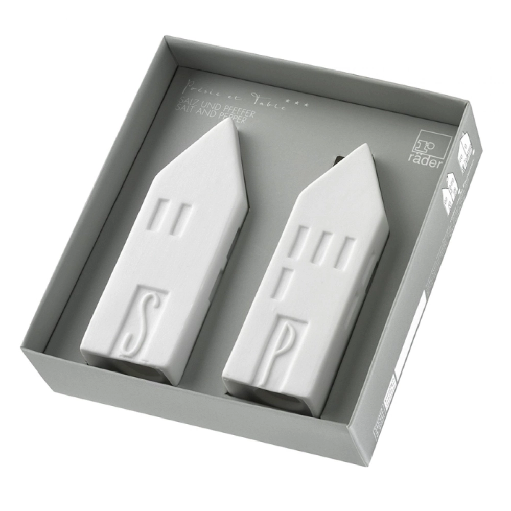 Rader Porcelain Salt and Pepper House Shaker Pots Boxed
