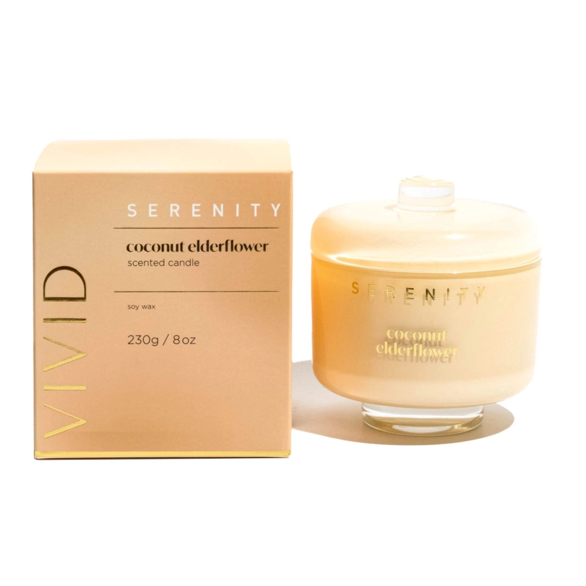 Serenity Vivid Glass Candle - 2 Wick - Coconut Elderflower