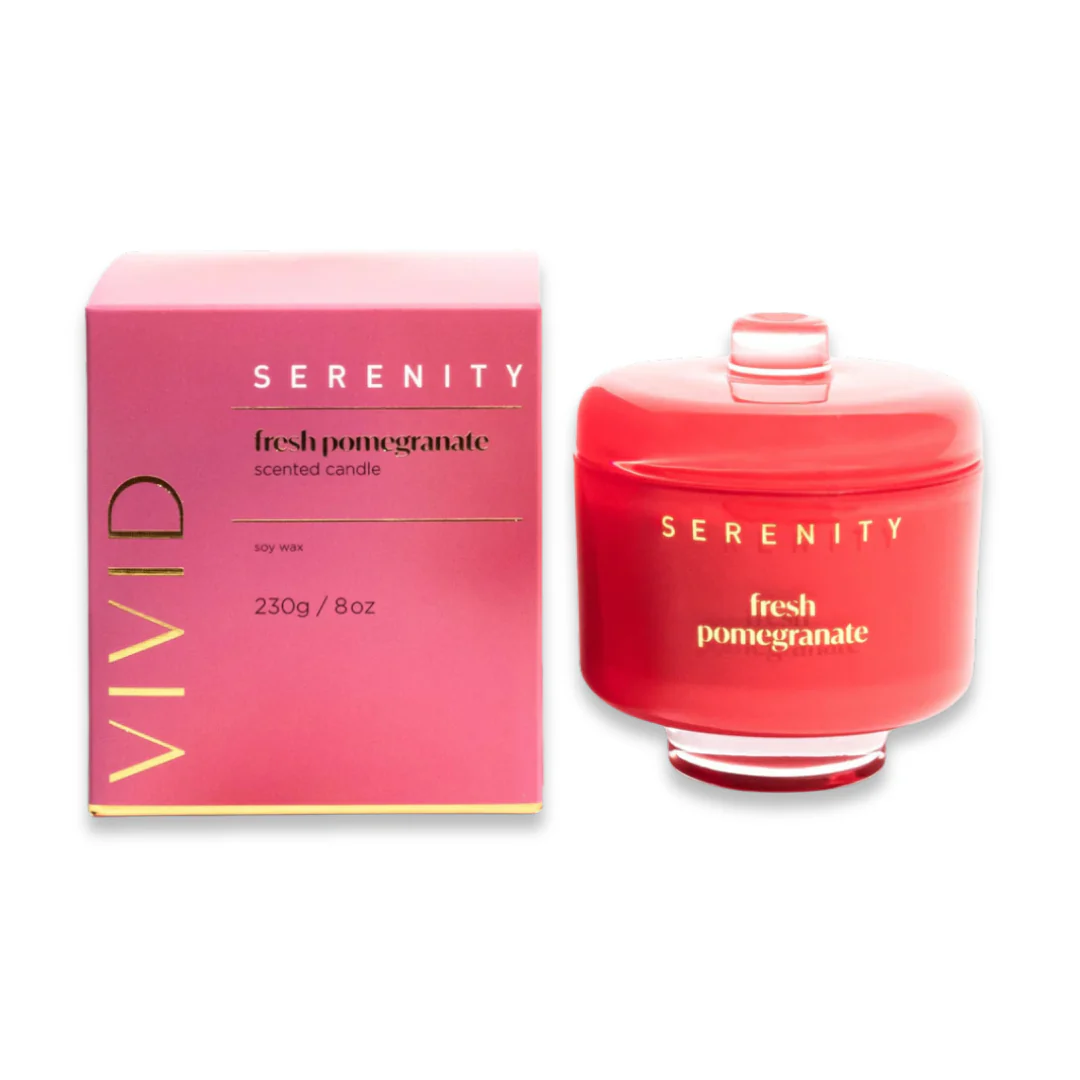 Serenity Vivid Glass Candle - 2 Wick - Fresh Pomegranate