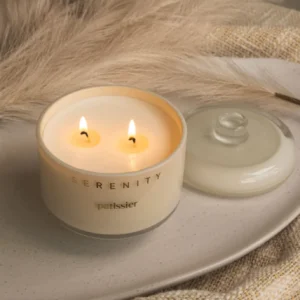 Serenity Vivid Glass Candle - 2 Wick - Patissier - Lit Up