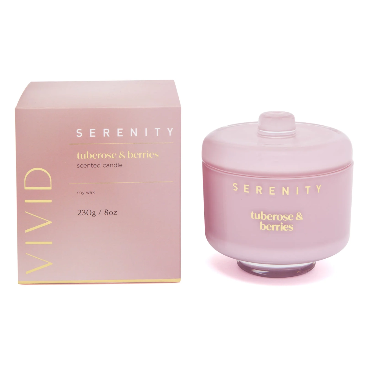 Serenity Vivid Glass Candle - 2 Wick - Tuberose and Berriesv