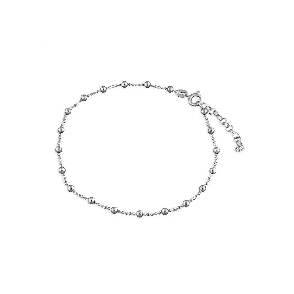 Silver Anklets - Beaded Chain - H2226S