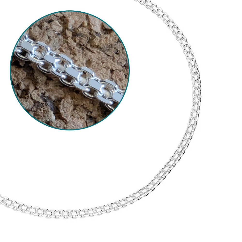 Silver Anklets - Bismark 3mm Chain - H5740 Close up