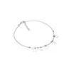 Silver Anklets - Diamond-Cut Anchor Chain with Five Alternate Stars and Beads - H3306-26