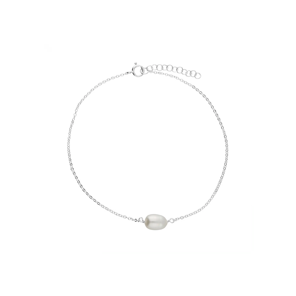 Silver Anklets - Single Freshwater Pearl - H5802S