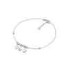 Silver Anklets - Three Star Charms and Beads - R7178