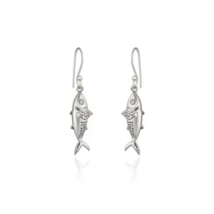 Sterling Silver Earring Drops - Mackerel Fish